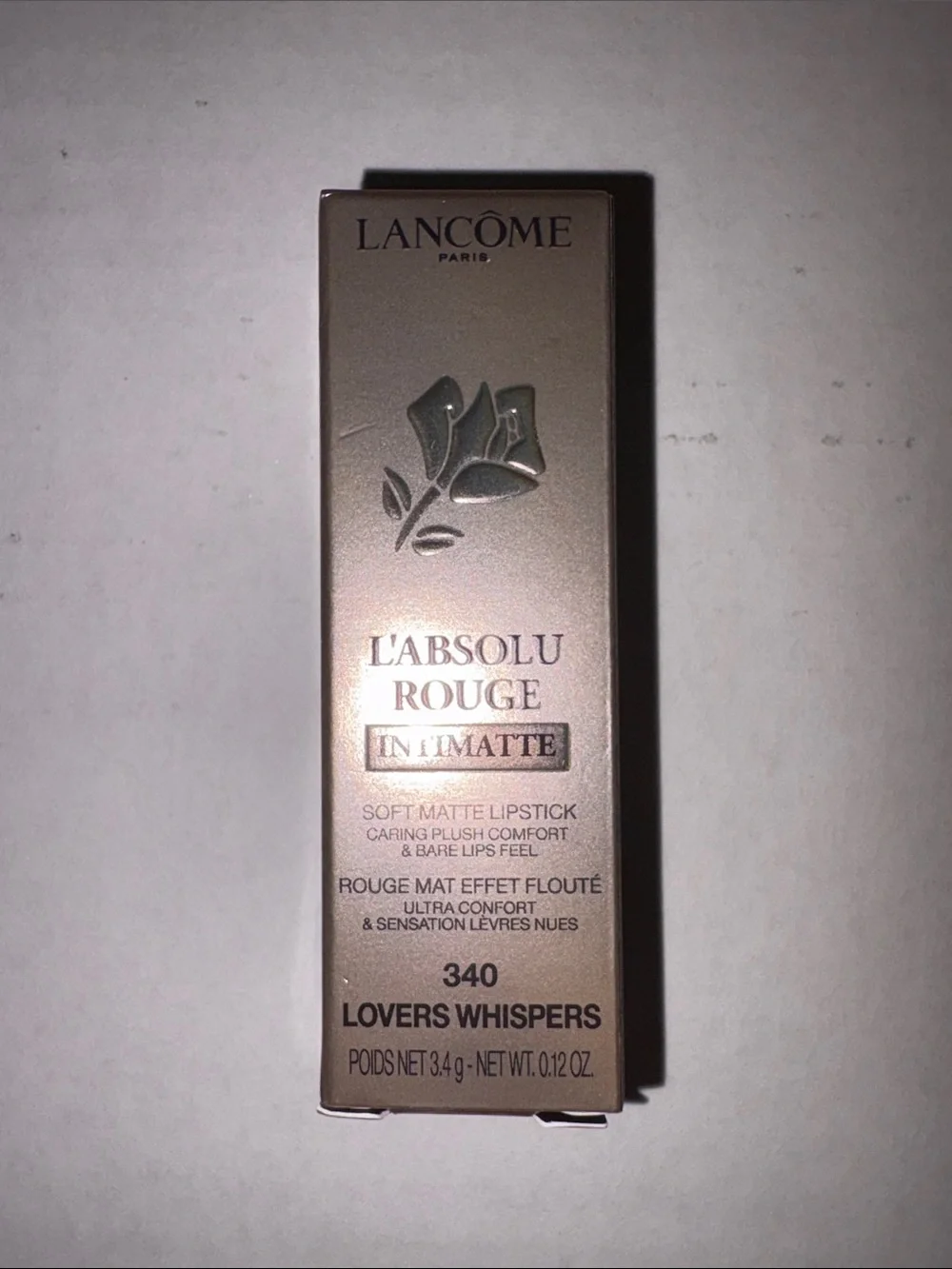 LANCÔME L'ABSOLU ROUGE INTIMATTE SOFT MATTE LIPSTICK 340-Lovers Whispers NIB